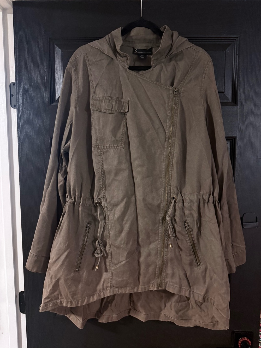 Lane Bryant Olive Green Hooded Utility Jacket